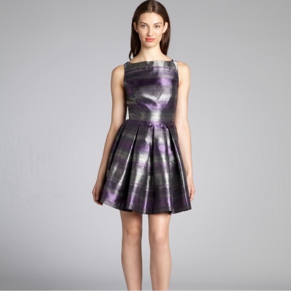 BB Dakota Dresses & Skirts - BB Dakota Jensine Fit and Flare Retro Metallic Striped Mini Dress Size 6 NEW